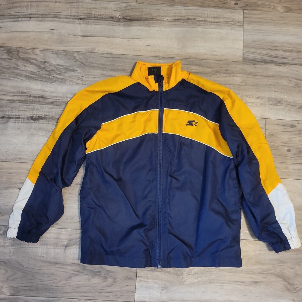 Starter Boys Navy Blue Yellow Colorblock Windbreaker Jacket Size S 6-7
